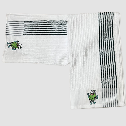 Tee It High Caddie Towel - White w/ Green Stripes