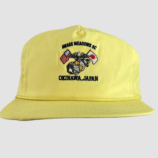 Vintage Awase Meadows GC Okinawa Japan Rope Hat - Yellow